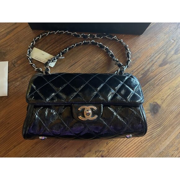 Chanel Classic Quilted Patent Flap Bag in Black - New In Box, Authentic - Picture 2 of 10